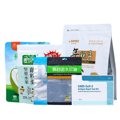 satın al Stand Up Bag Flat Bottom Alüminyum folyo Altın Renk Damgalama UV Baskı Gıda Mylar Stand Up Plastik Cüppe online manufacture