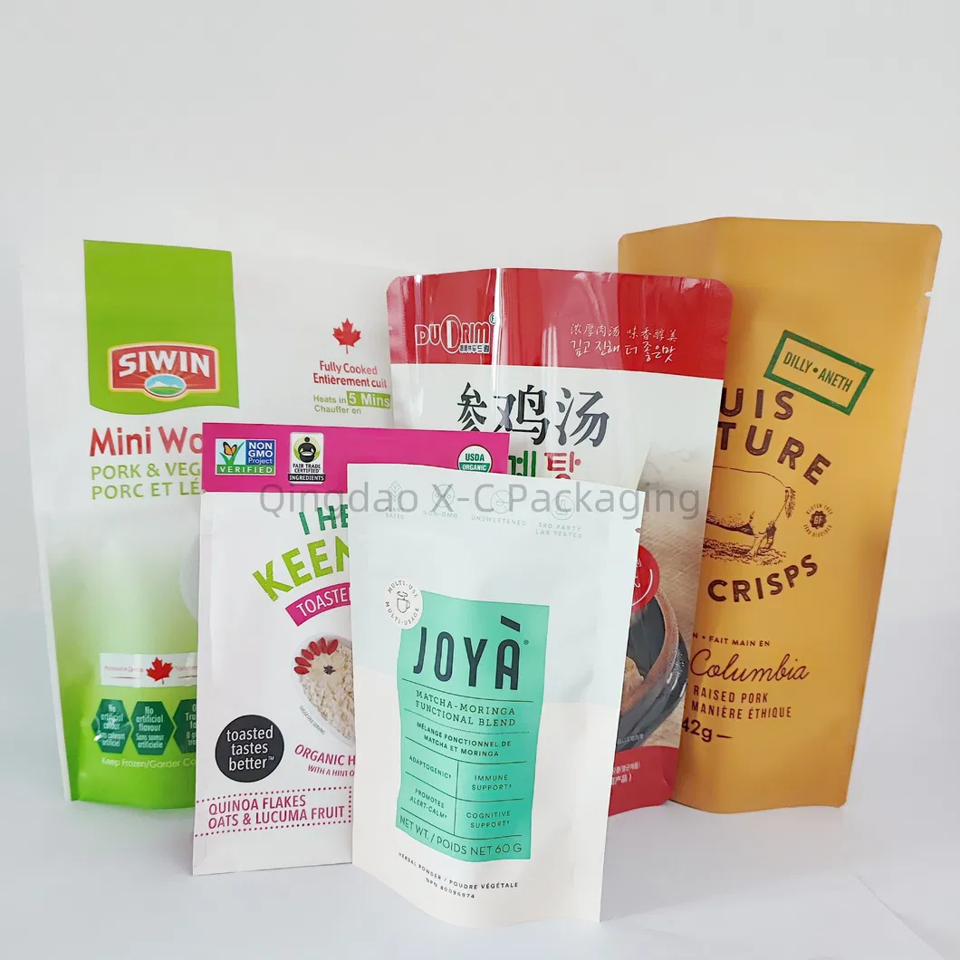 Geri dönüştürülebilir Özel Plastik Açık Fermuar Kalkıntısı Barrier Pocket For Stand Up Zipper Bag Food Packaging 0