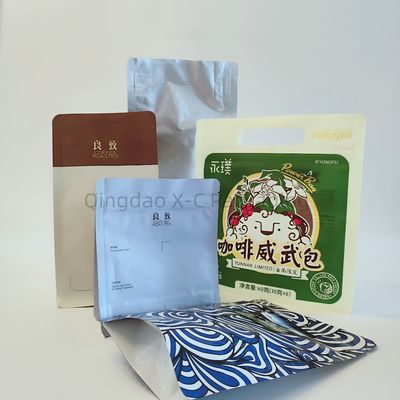 Özelleştirilebilir 8 Yan Mühürlü Çanta Popüler Gıda Sınıfı Kare Alt Paket Çanta