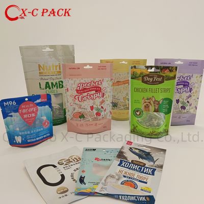 Pencere Geri dönüştürülebilir plastik evcil hayvan yiyecek ambalajı fermuarlı alüminize kalkan torba