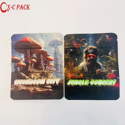 Şekerlik Çocuk Kanıtlı Baskı Ambalaj Tasarımı 3 Yanlı Mini Ziplock 3.5g 3.5 Gram Özel Mylar Torbası